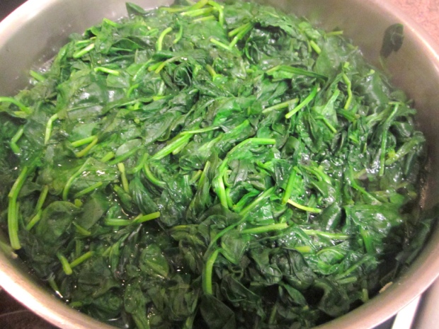blanch spinach in salted boiling water