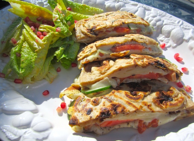 Paratha With Emmentaler, Tomato and Cucumber