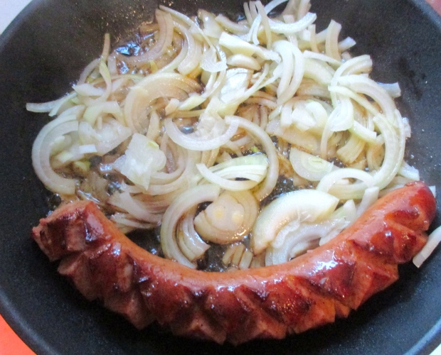 saute onions and sausage, remove sausage when done